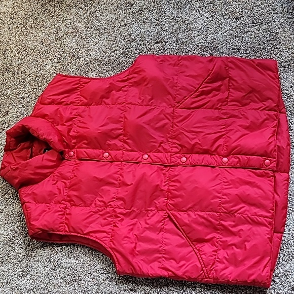 Lands End vest red down-filled Lg 42-44 mens snap closure washable - Picture 9 of 9